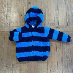 Angel dear blue striped chenille jacket